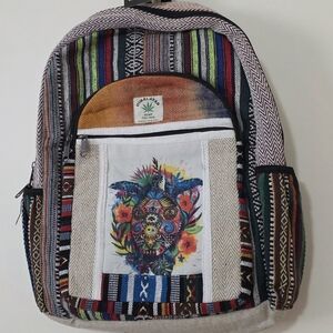 NWT Himalayan Hemp Backpack Tropical Turtle Made N Nepal Boho Indie Sleaze Beach